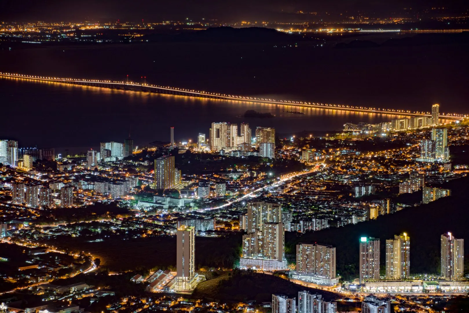 Aerial view of the Batu Ferringhi beachfront