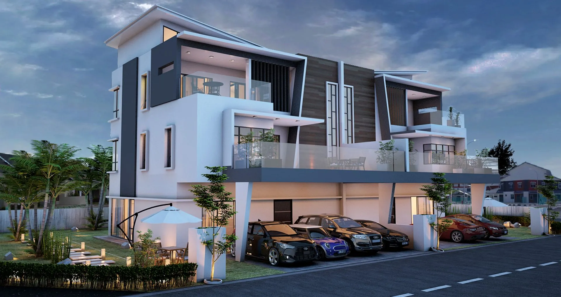 Frontage of the Alma Residence homes